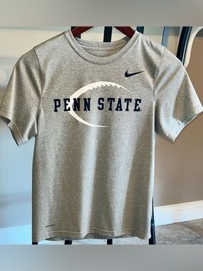 Nike Boys Penn State Nittany Lions Football Gray Dri Fit T-Shirt, Youth Large L